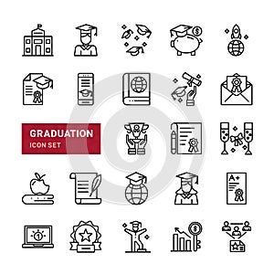 Graduation line web icon set