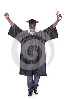 Graduation Man With Arm Raised