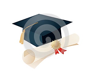 Graduation Mortar Board and diploma