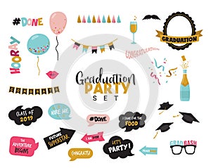 Graduation photo booth elemnts and party props,vector