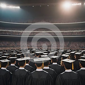 graduation time, a students at the graduation ceremony with graduation hat and toga