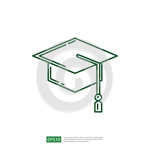 Graduation Toga Hat. Education Line Icon