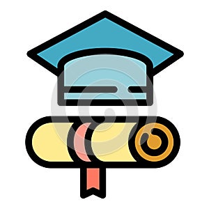 Graduation tools icon color outline vector