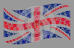 Graduation Waving Great Britain Flag - Collage of Graduation Cap Objects