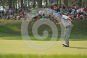 Graeme McDowell makes a putt at Ryder Cup