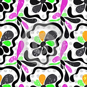 Graffiti abstract flowers on a white background seamless pattern vector illustration