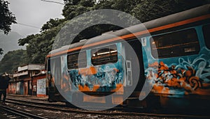 Graffiti-Adorned Train Carriage