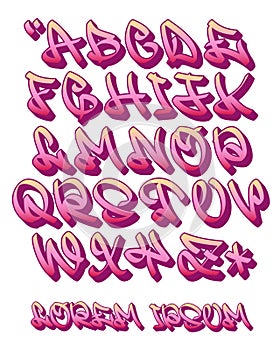 Graffiti alphabet 3D- Hand written - Vector font
