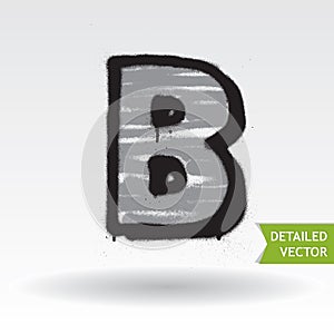 Graffiti alphabet. Letter B. Highly detailed vector font