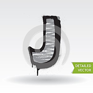 Graffiti alphabet. Letter J. Highly detailed vector font