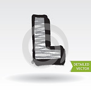 Graffiti alphabet. Letter L. Highly detailed vector font