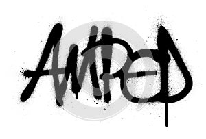 Graffiti amped word sprayed in black over white