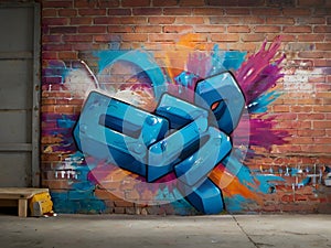 Graffiti art on a brick wall. Abstract background image.