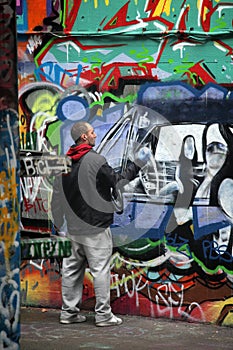 Graffiti artist at work
