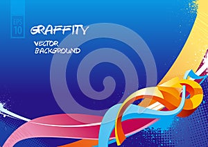 Graffiti background on blue