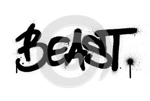 Graffiti beast word sprayed in black over white