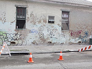 Graffiti on brick building, New Orleans