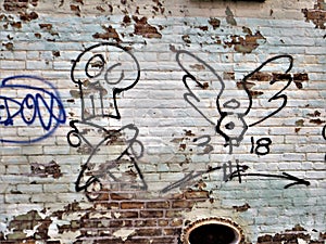 Graffiti on brick building, New Orleans