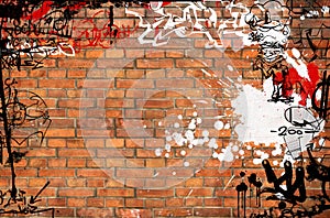 Graffiti brick wall