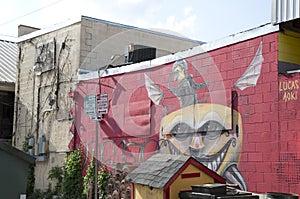 Graffiti on the brick wall