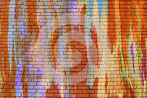 Graffiti brick wall, colorful painted background.