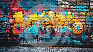 Graffiti on a brick wall. Generative AI