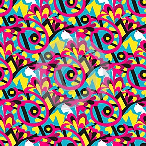 Graffiti bright psychedelic seamless pattern vector illustration