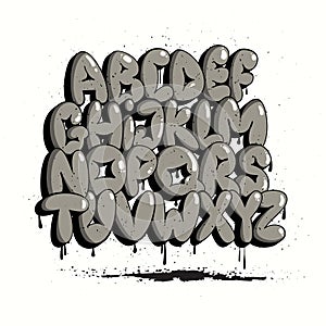 Graffiti Bubble Alphabet. Bubble letters. Graffiti font, typography set.
