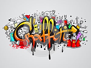 Graffiti characters composition print