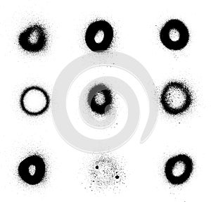 Graffiti circle collection sprayed in black over white