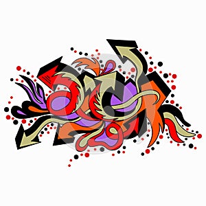 Graffiti colored arrows on a white background