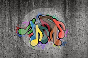 Graffiti of colorful music notes