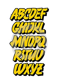 Graffiti or comic style alphabet. Vector font
