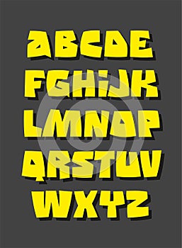 Graffiti or comic style alphabet. Vector font