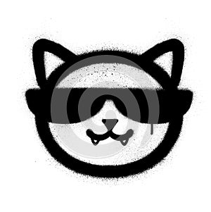 Graffiti cool cat icon sprayed in black over white