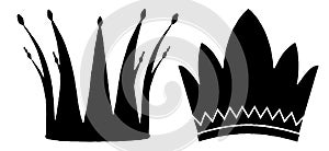 Graffiti crown logo icon. Black elements isolated on a white background. Vector illustration.