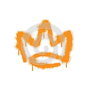 Graffiti crown with overspray in orange over white