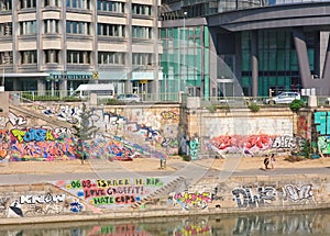 Graffiti. Danube Canal. Vienna. Austria
