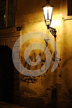 Graffiti daubed house wall