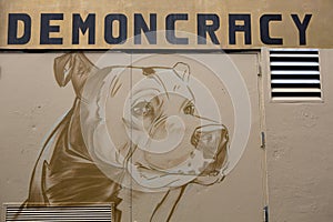 Graffiti of a dog on a wall in San Francisco