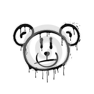 Graffiti drawing melting bear head.