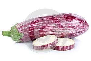 Graffiti eggplant aubergine slices vegetable isolated on white