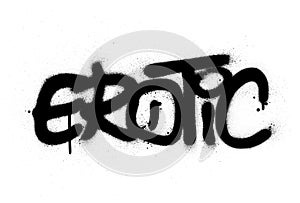 Graffiti erotic word sprayed in black over white