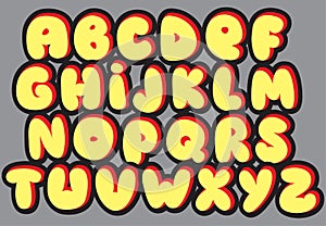 Graffiti font alphabet different letters. Vector