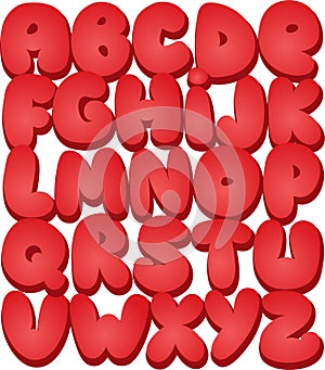 Graffiti font alphabet different letters. Vector