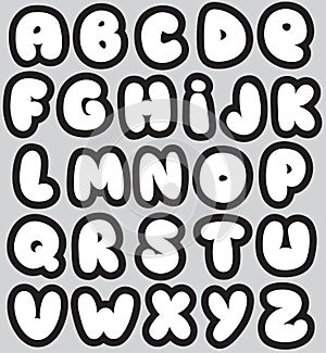 Graffiti font alphabet different letters. Vector