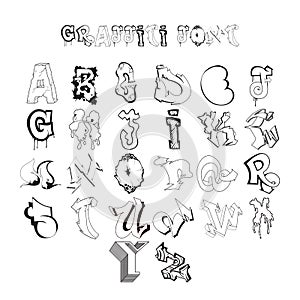 Graffiti font alphabet letters. Hip hop Graffiti design