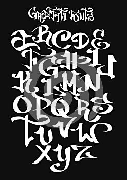 Graffiti font alphabet. Vector illustration.