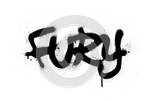 Graffiti fury word sprayed in black over white