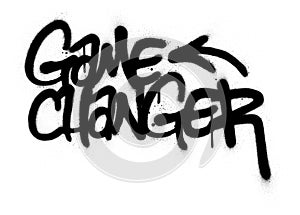 Graffiti game changer text sprayed in black over white